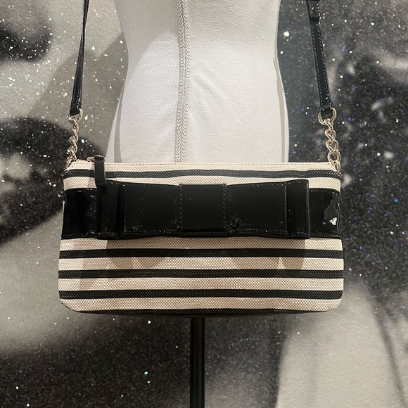 Kate Spade Alice Court Celina Crossbody Bag Purse with Bow Black and Cream - Picture 1 of 16